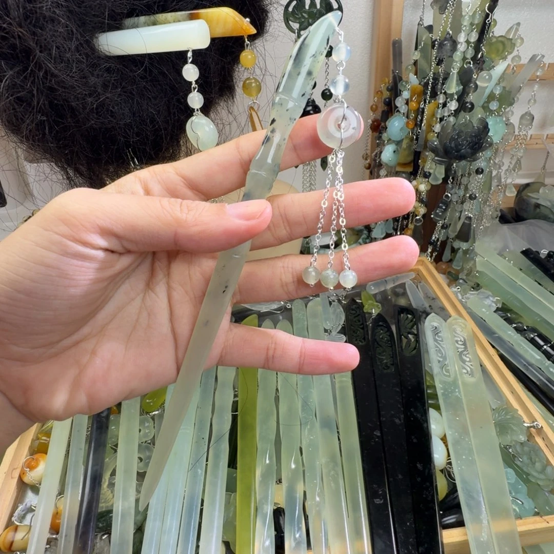 蛇纹石玉合金发饰
