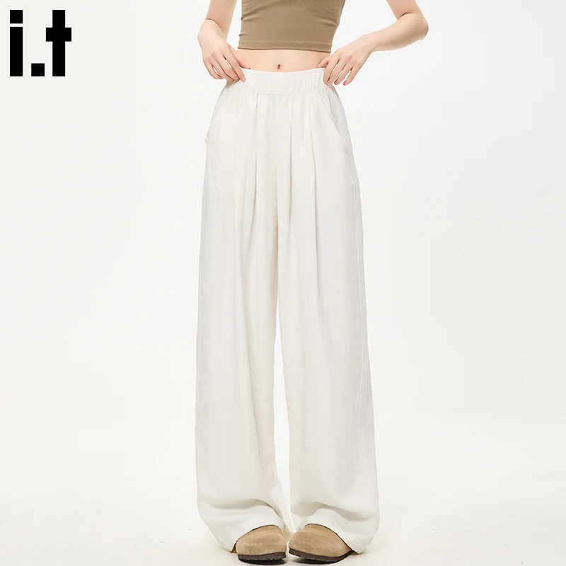 it:CHOCOOLATE垂感慵懒休闲裤女2025秋季新款轻薄高腰显瘦阔腿裤