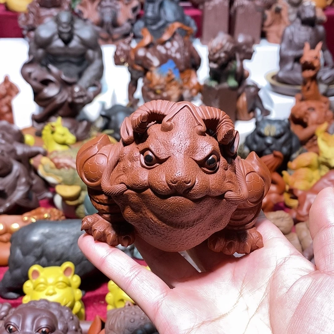 茶宠紫砂宜兴紫砂羊蟾