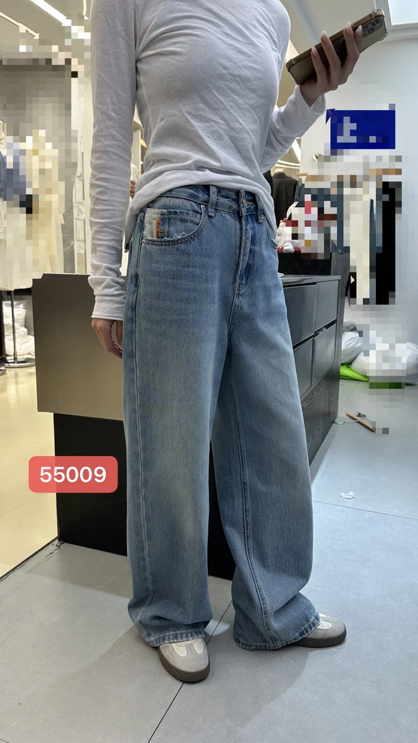 （露露）CK blues#韩版潮流高腰休闲直筒裤#55009（裤长103cm）