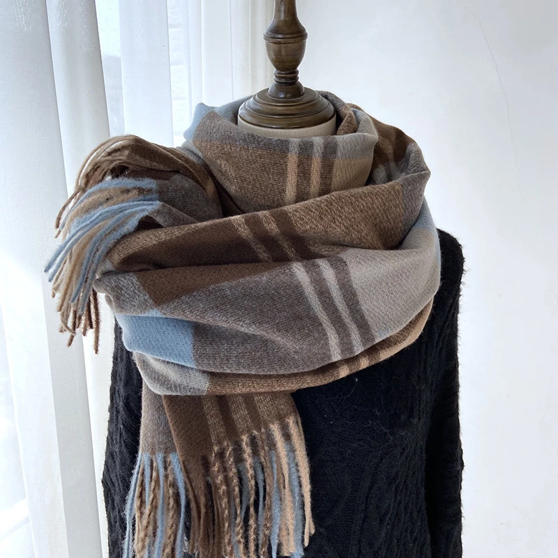 英伦复古格子围巾秋冬韩版披肩日系保暖流苏洋气围脖女装