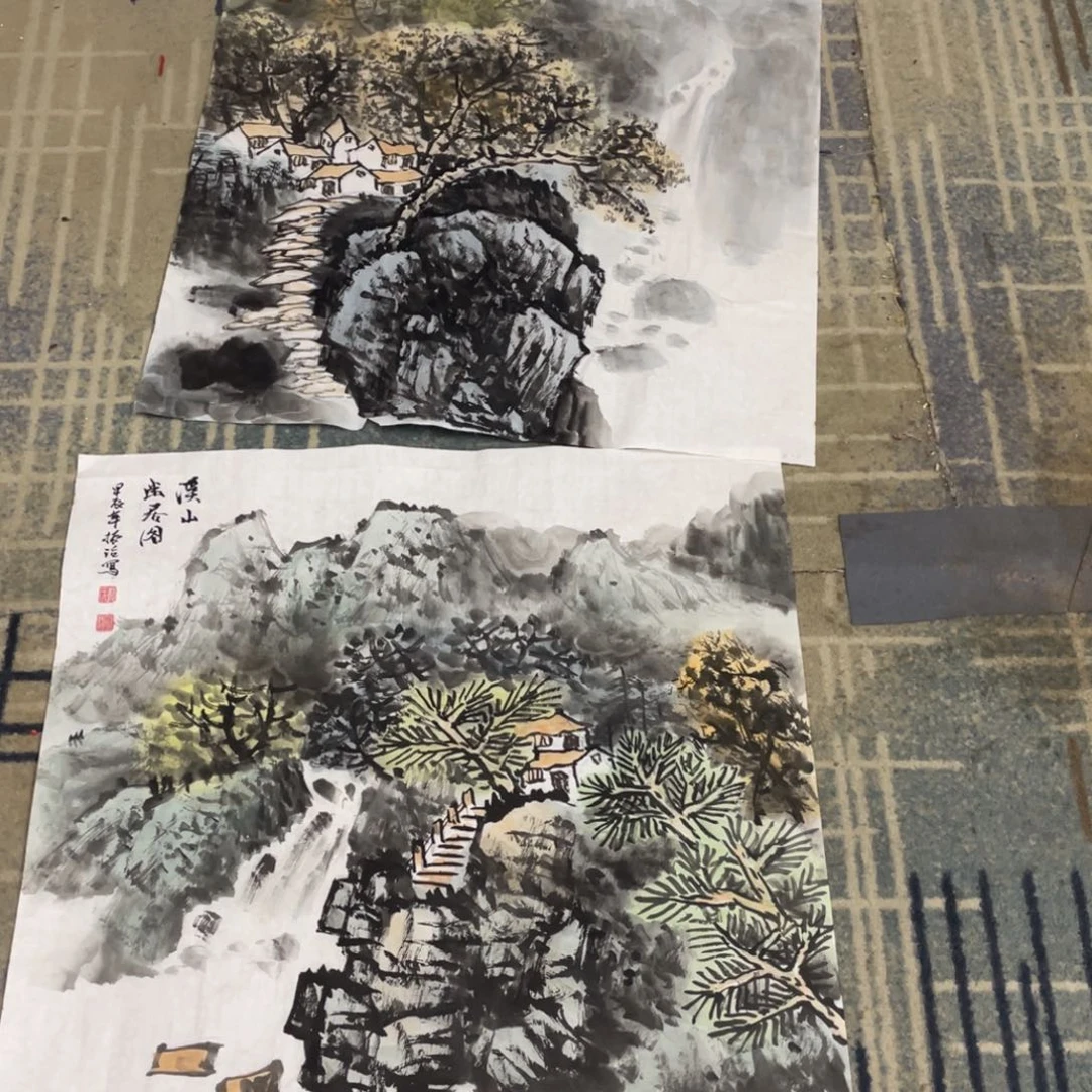国画七**虫四尺斗方作品山水11111