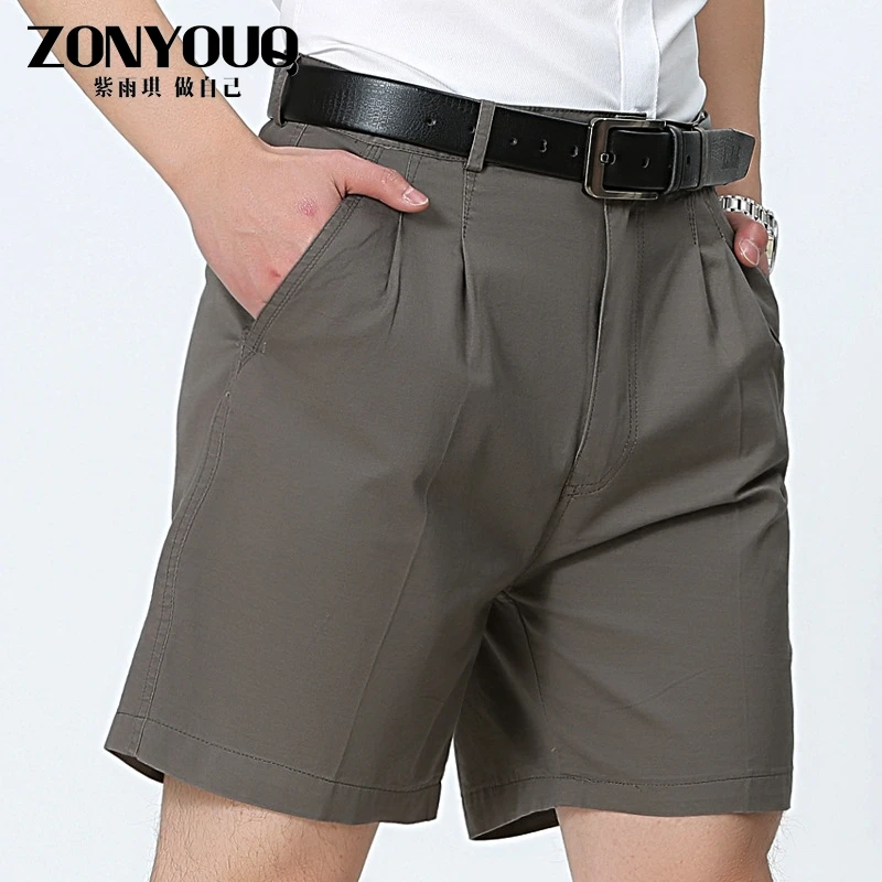 ZONYOUQ轻奢短裤宽松夏季裤子男装西装男士休闲商务五分装纯爸