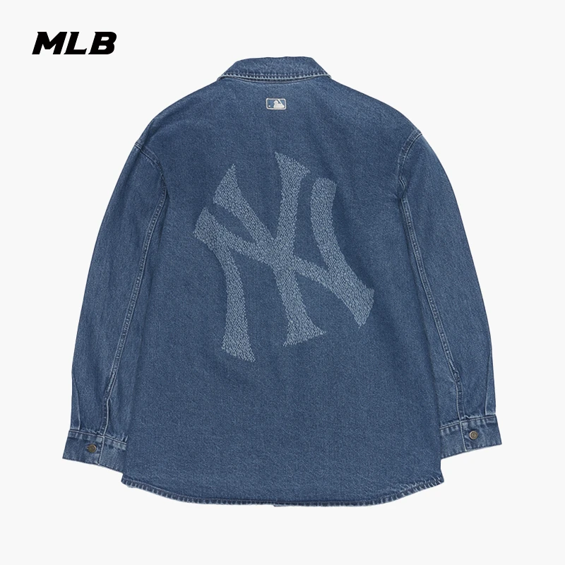 MLB官方流光风背标大LOGO时尚百搭长袖牛仔衬衫25秋季新款DRB03
