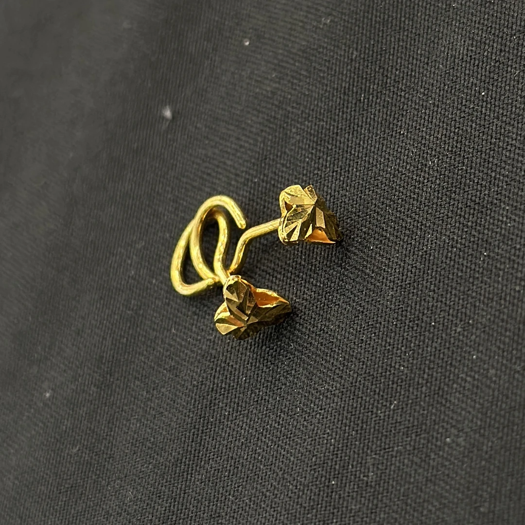 足金小蝴蝶耳钉弯钩5G工艺