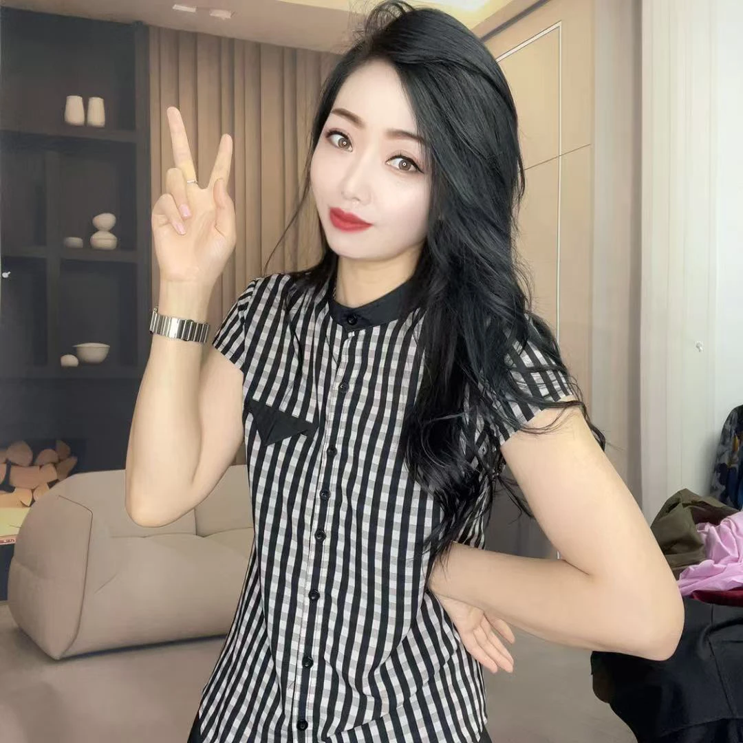 k5146立领夏季常规款衬衫格子女