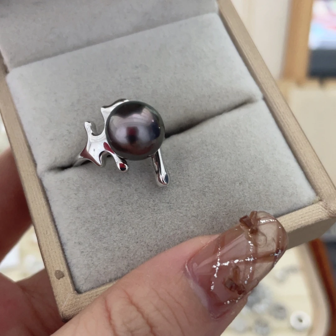 银S925镶嵌海水珍珠戒指F141