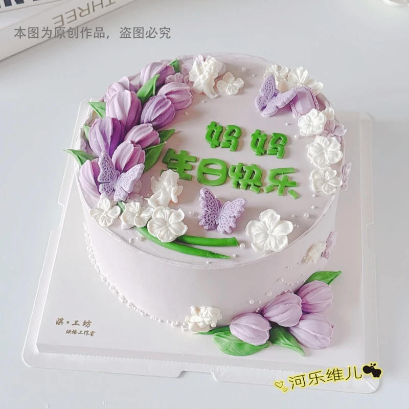 【淇·工坊】祝寿福字寿桃英文生日快乐蛋糕翻糖切模印花模具