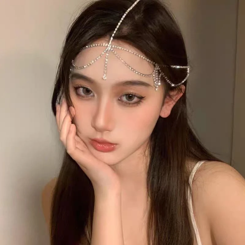 异域风情头饰皇冠叠戴发饰女气质额饰水晶眉心坠新娘头链拍照道具