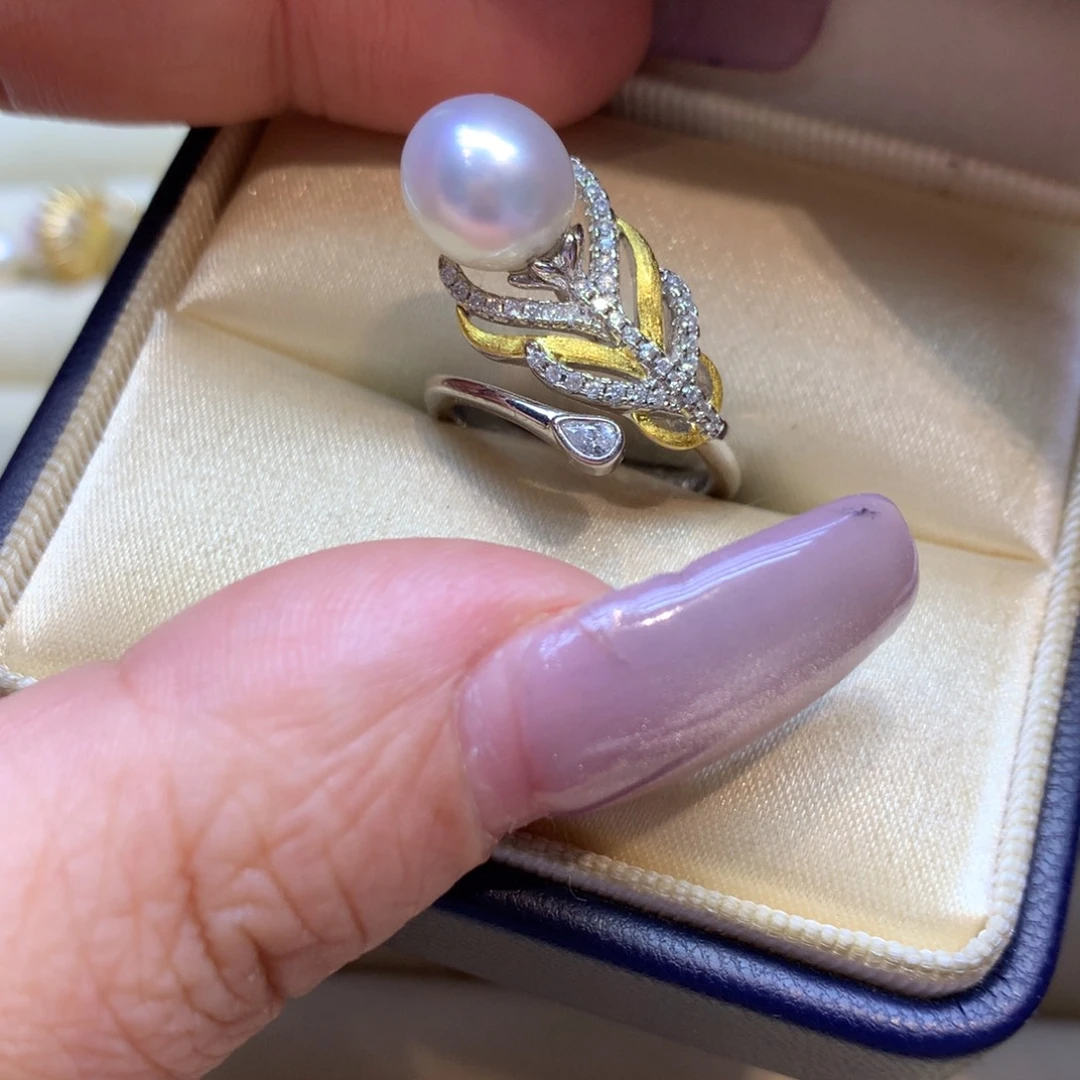 银S925镶嵌戒指海水珍珠