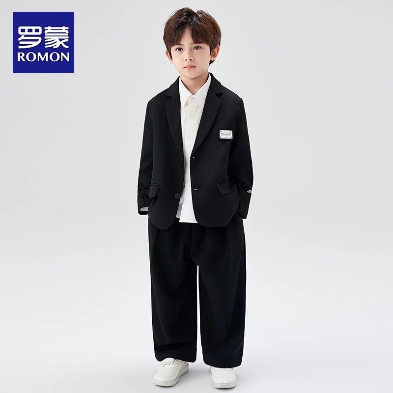 Romon/罗蒙男童西装套装帅气花童礼服学院风休闲西服钢琴演出服