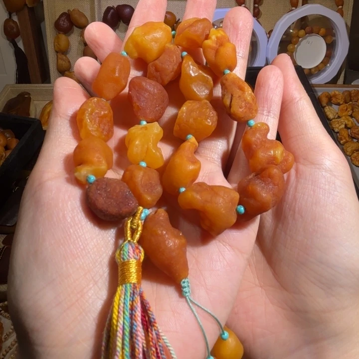 琥珀未镶嵌手链蜜蜡海漂手持