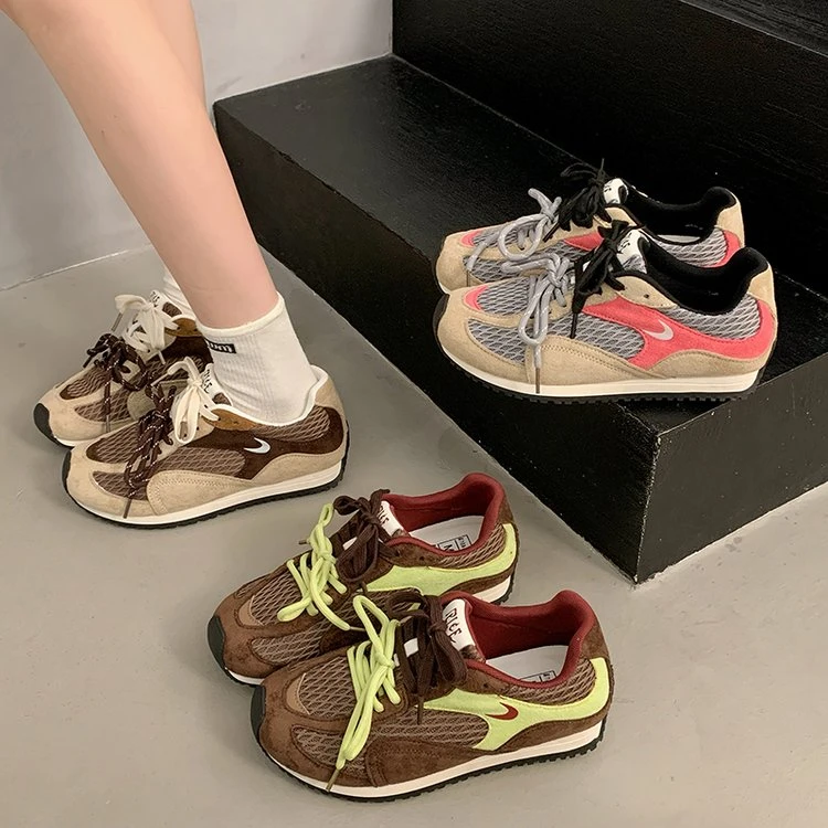 复古厚底阿甘鞋女鞋子2025秋季新款超火休闲运动鞋软底百搭德训鞋