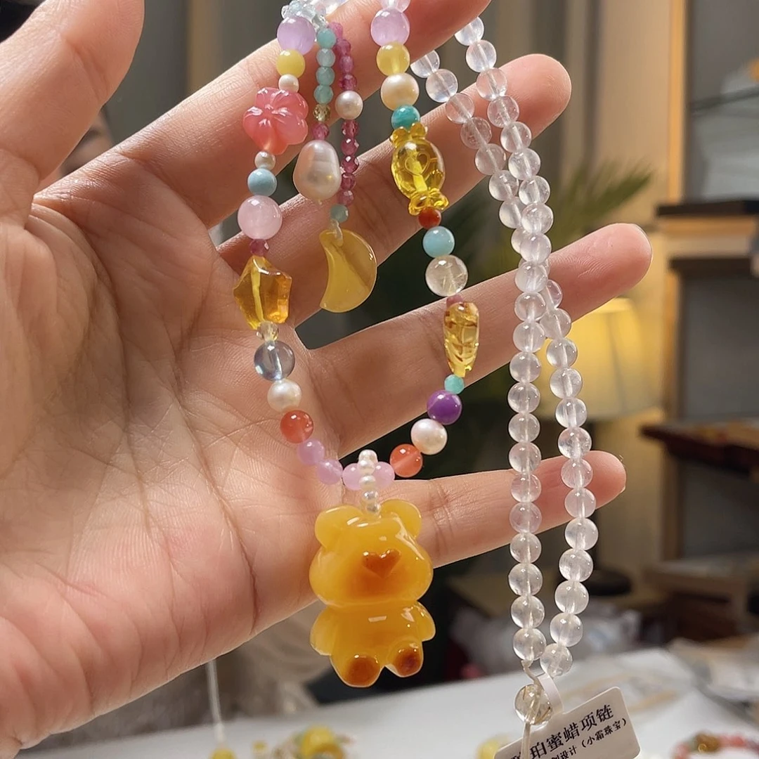 琥珀手链未镶嵌蜜蜡吊坠