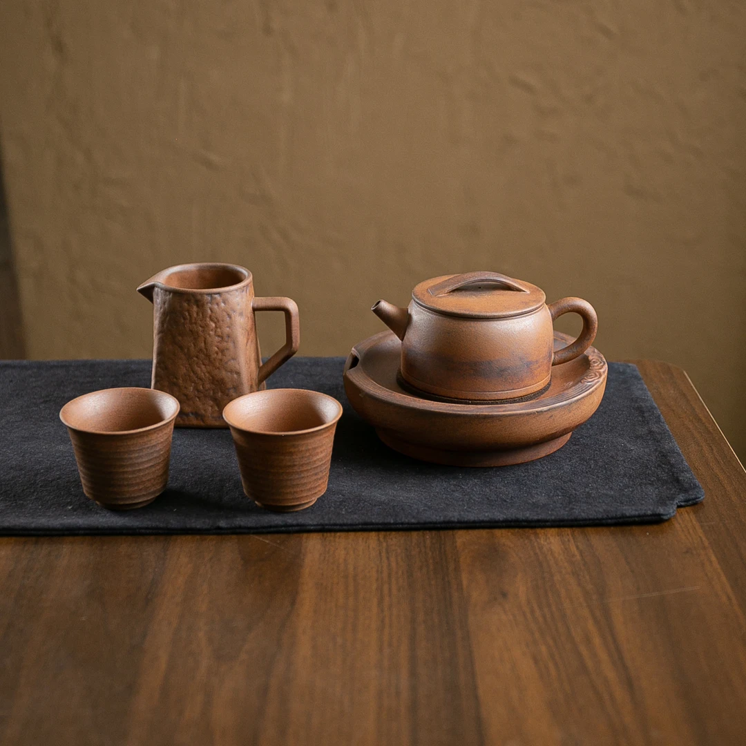 【正版川冶】汉瓦壶组合.06809.一壶两杯老岩泥套组复古茶具.SH