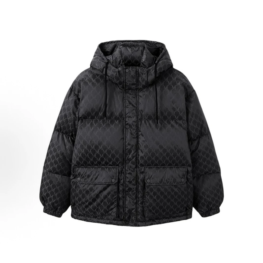 B9033-老登--暗纹连帽宽松拉链外套