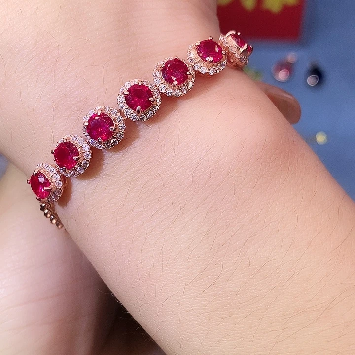 红宝石手链银S925镶嵌