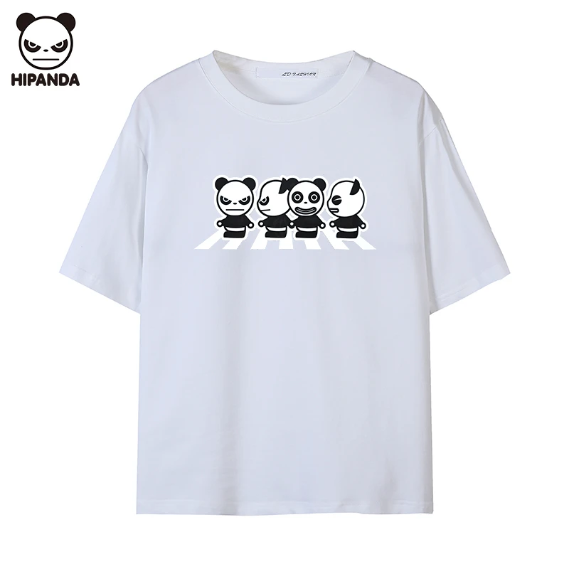 Hi Panda圆领短袖夏季爆款经典熊猫印花宽松百搭时髦落肩全棉T恤