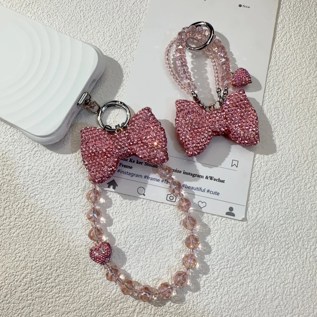 1016【满钻蝴蝶结】苹果iphone17华为小米折叠屏通用手提手机链