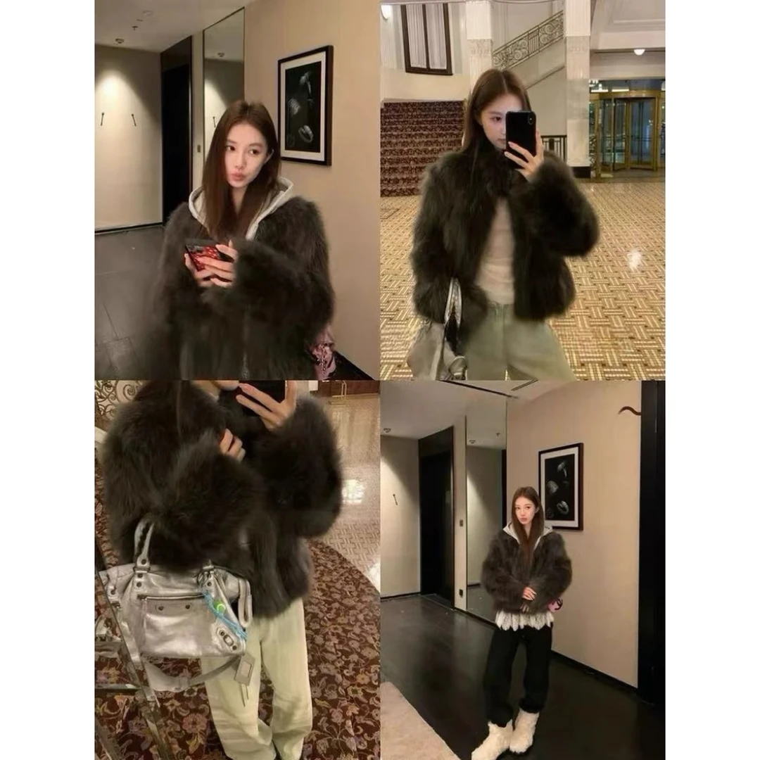 微光少女 2025秋冬加厚百搭毛毛外套极简风格