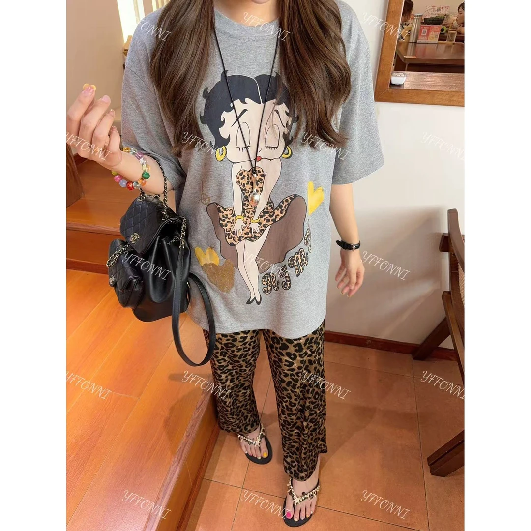 【YFONI】豹纹贝蒂妹妹休闲套装