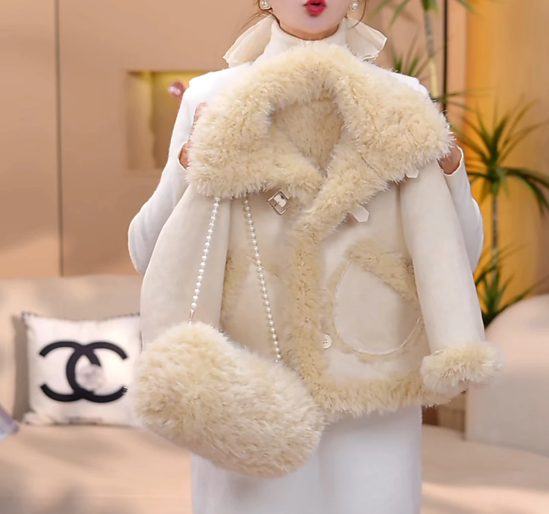 【米小逗】2024秋冬新款加绒加厚洋气女宝时尚韩版厚外套m8343