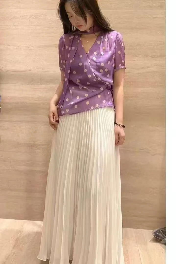 波点上衣圆领上衣气质短袖时尚休闲潮流