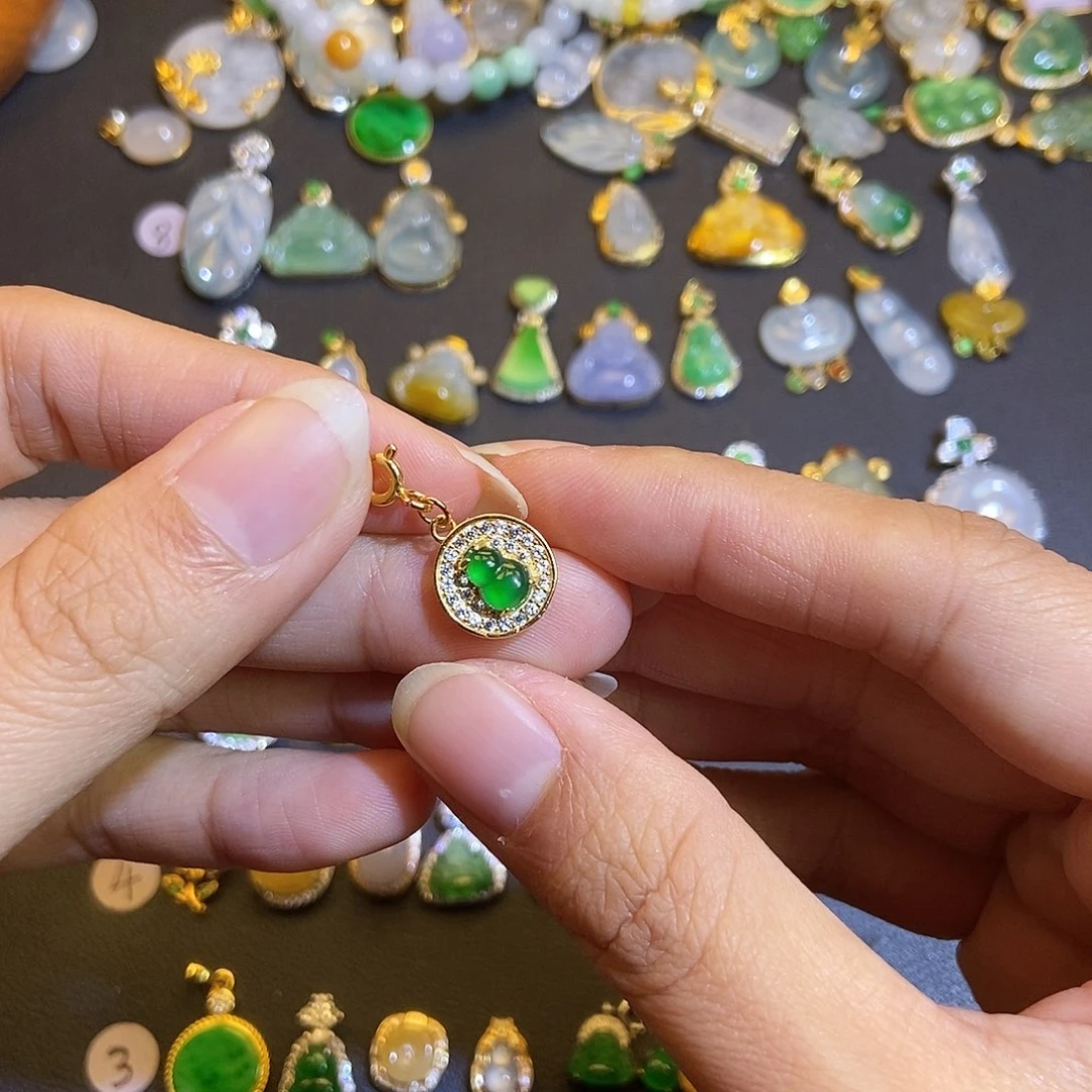 翡翠银S925镶嵌吊坠(不含链)