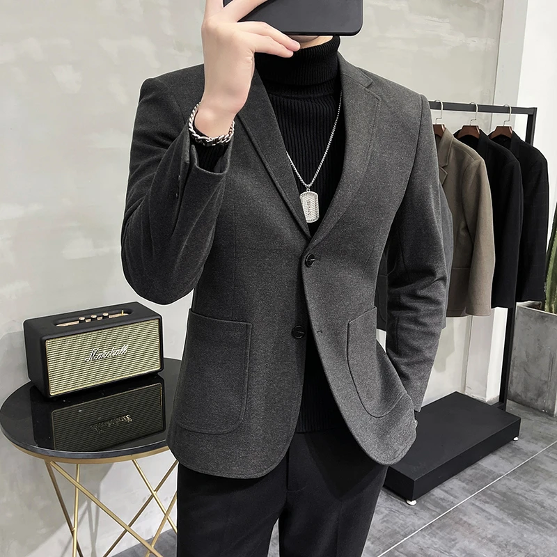 星空呢英伦轻熟修身商务时尚男士秋冬春秋高级感大码休闲呢子单西