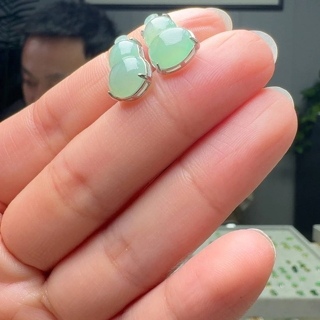 翡翠银S925镶嵌耳饰多样性发货其一