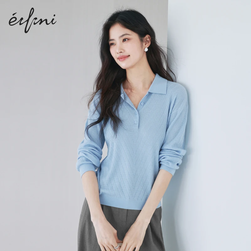伊芙丽Polo领时尚百搭针织衫女装2025夏季新派简约上衣1G2930601