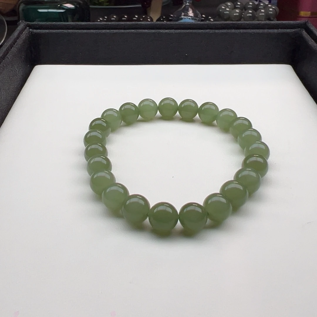 于***人手链未镶嵌和田玉深湖水绿