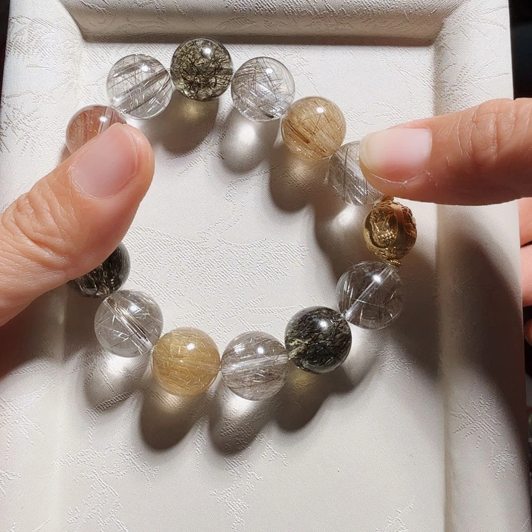 水晶手串18K金镶嵌手串