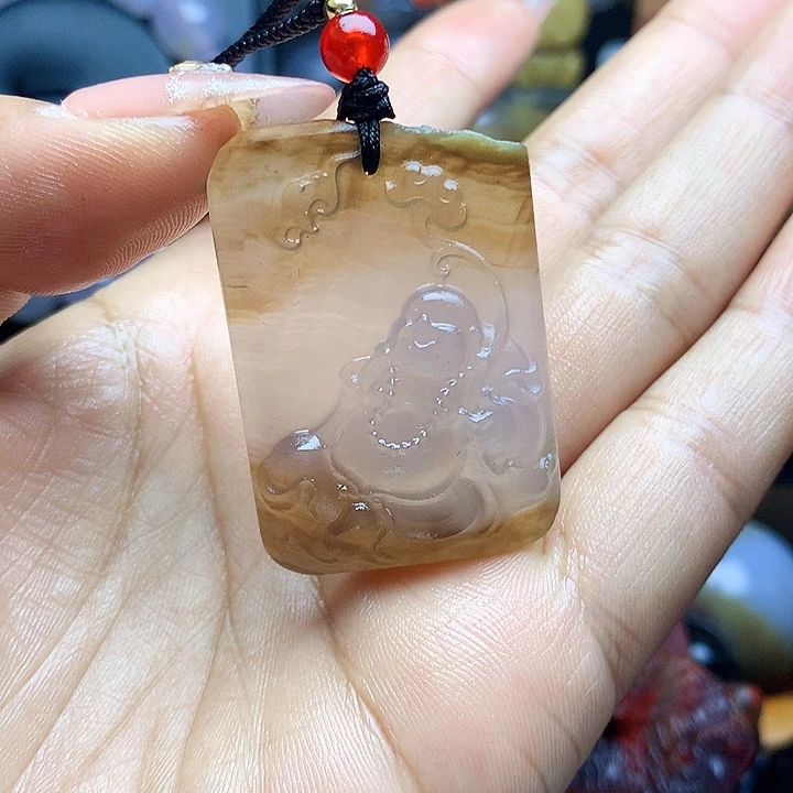未镶嵌吊坠(不含链)硅化玉冰种佛牌