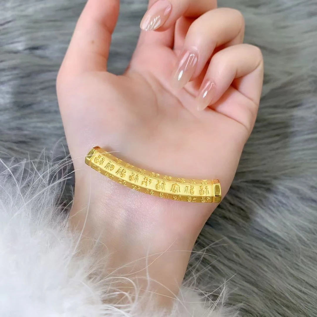 【伟新源】足金999 硬金工艺  方百福弯钩3.71克（不含链）