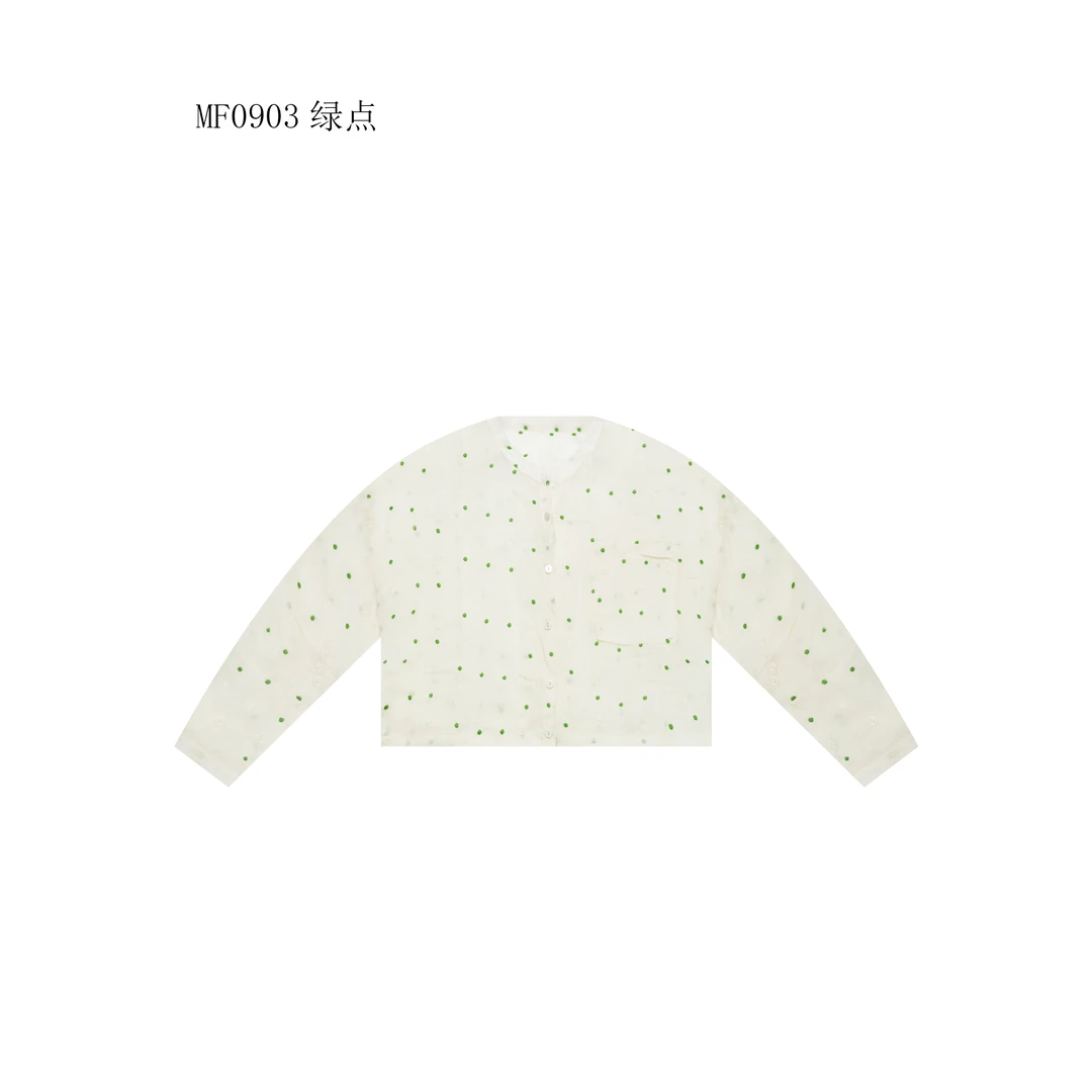【麻訪家】MF0903绿点文艺简约宽松休闲百搭开衫上衣