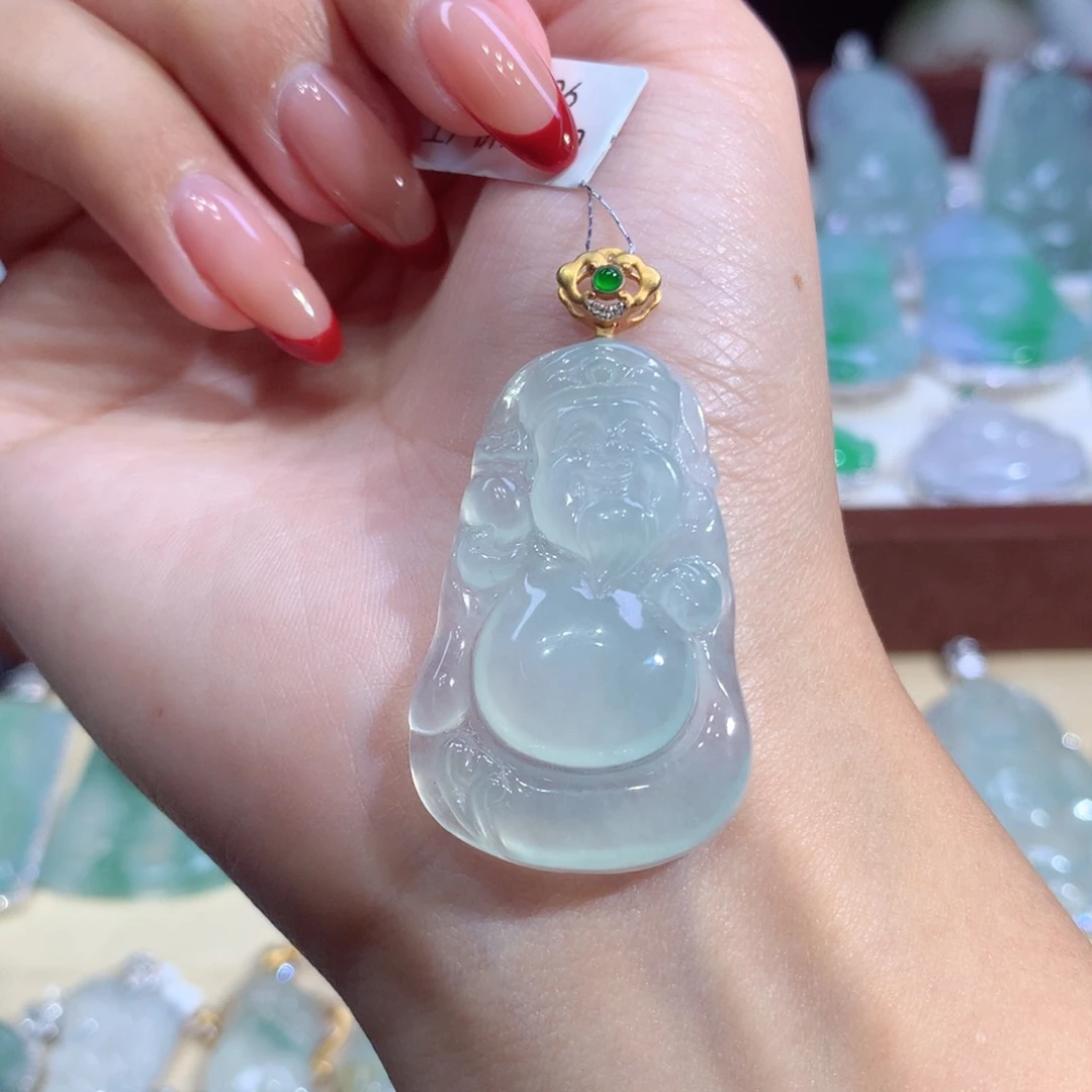 吊坠(不含链)18K金镶嵌翡翠