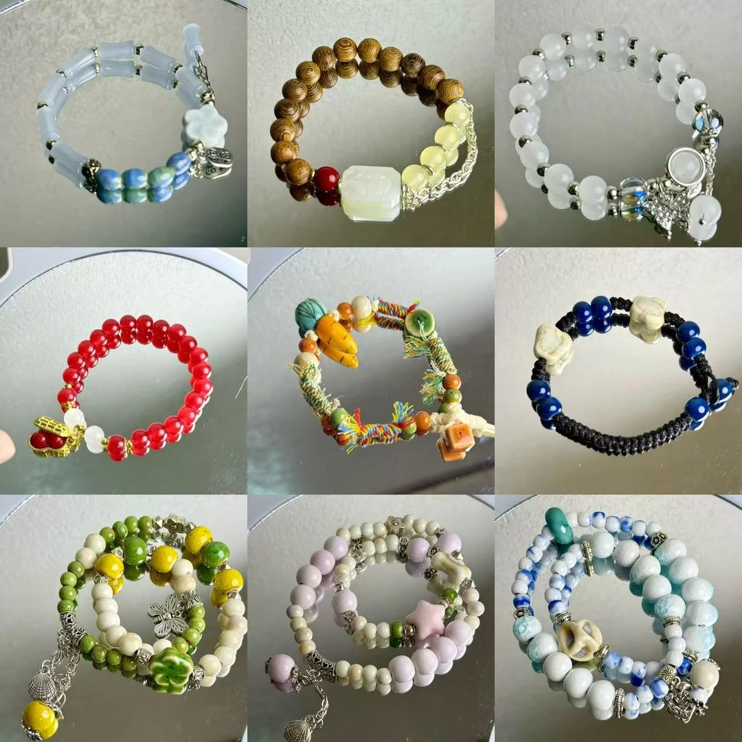【对对碰】景德镇合金非金属DIY陶瓷手链手工陶瓷琉璃可爱复古手链