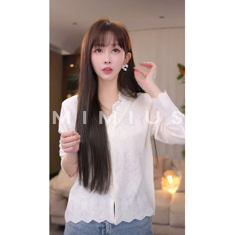 【mimius】P 重工温柔千金感钩花V领针织衫 WG09065