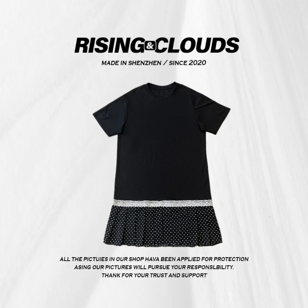 小法【若莹】夏季舒适百搭休闲显瘦波点拼接连衣裙040892GT