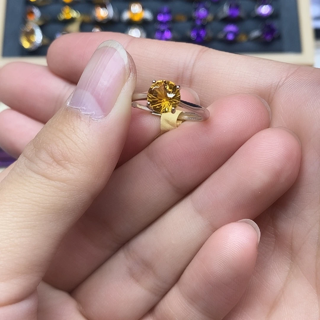 黄晶珠宝半成品银S925镶嵌