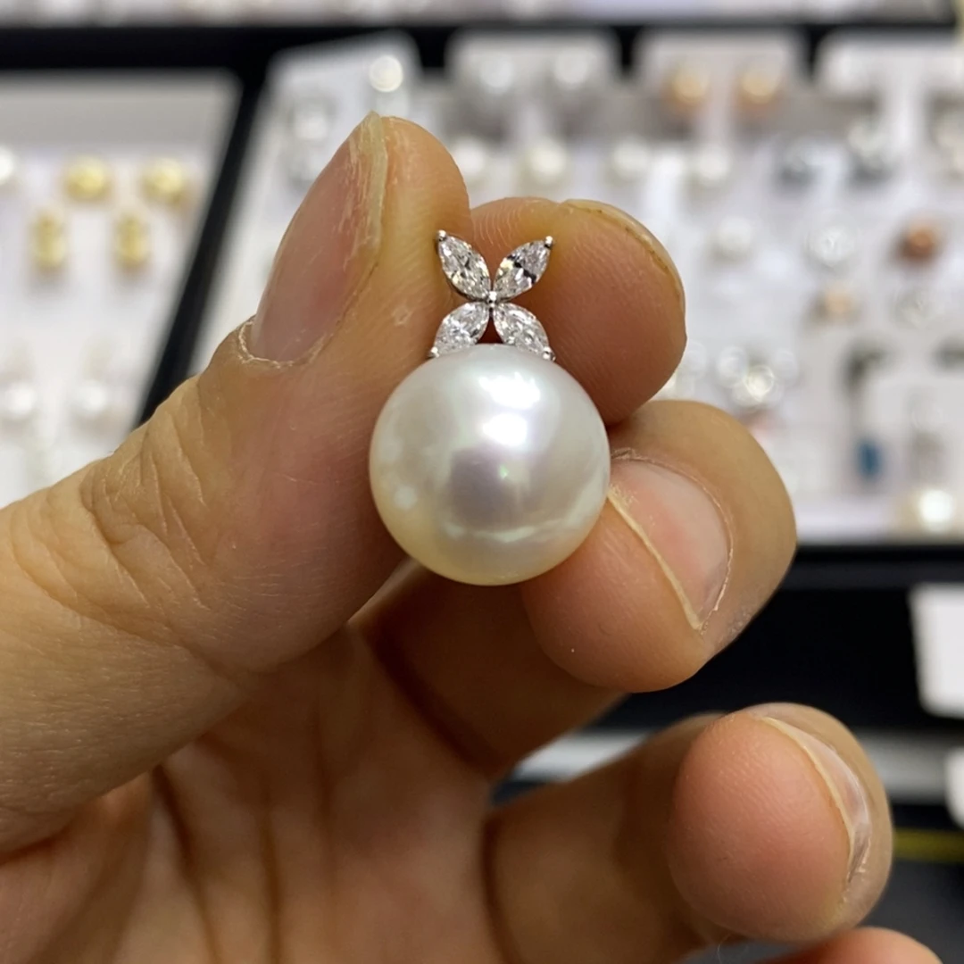 银S925镶嵌吊坠(不含链)海水珍珠