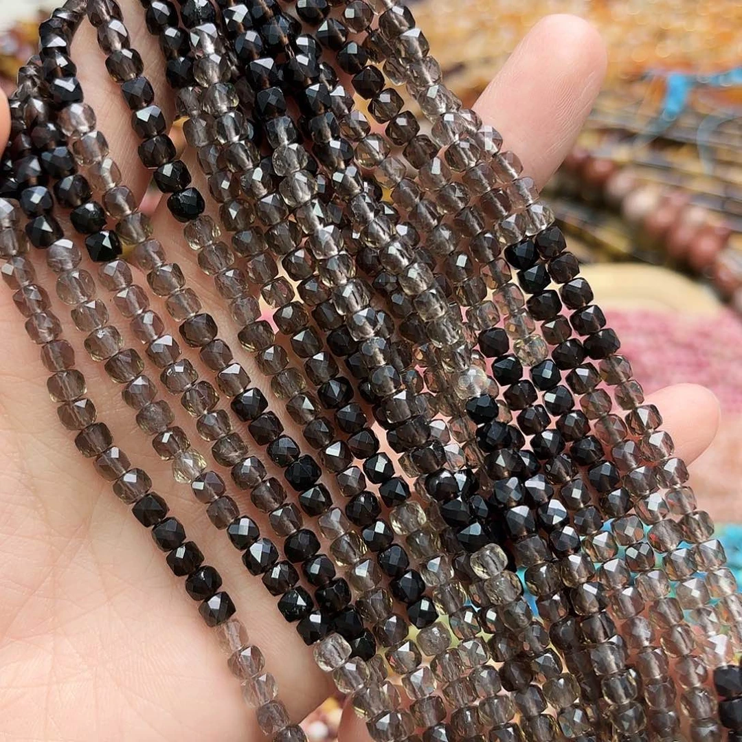 玛瑙/玉髓未镶嵌珠宝半成品4×4茶晶渐变方切一条