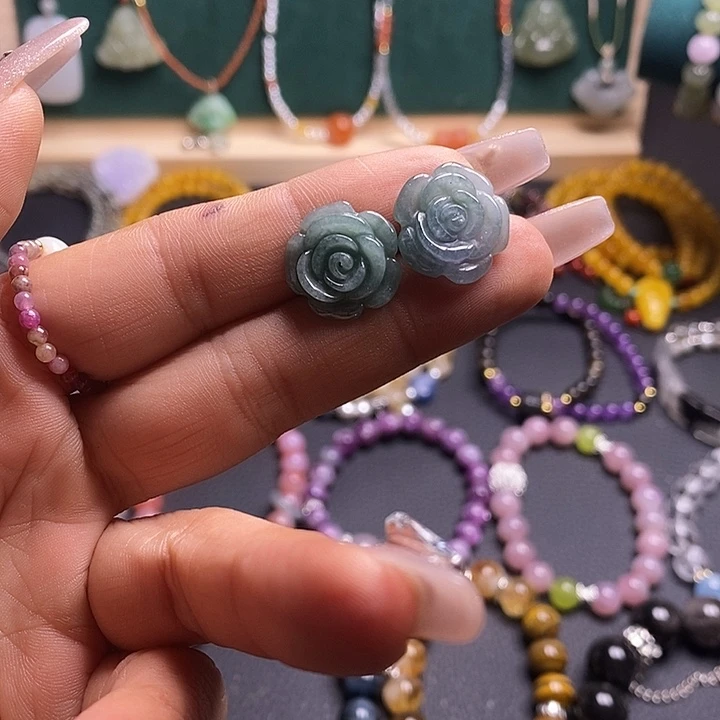 翡翠耳饰未镶嵌翡翠耳钉