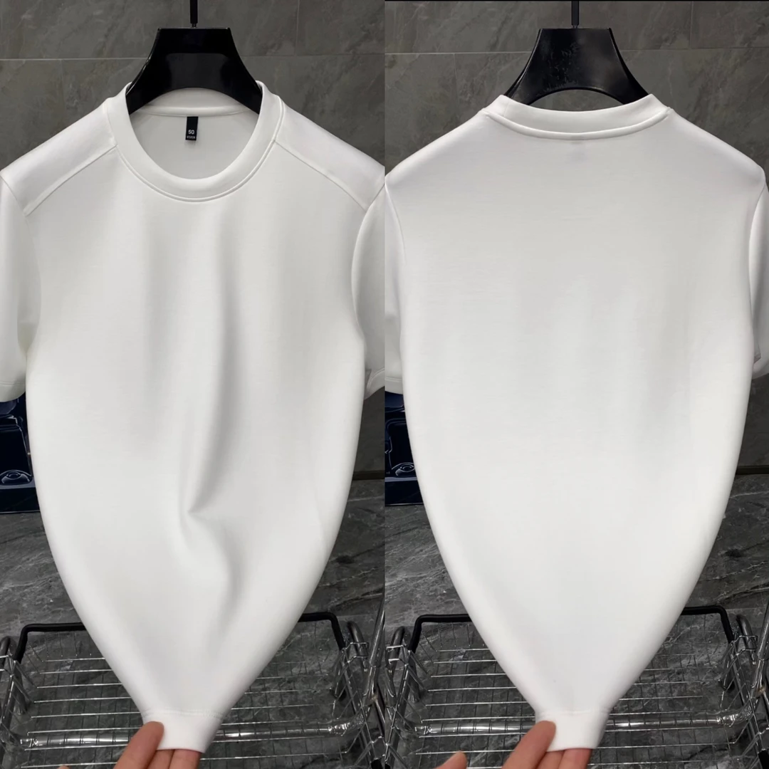 秋季新款男士轻奢时尚纯色百搭舒适圆领短袖T恤 10001