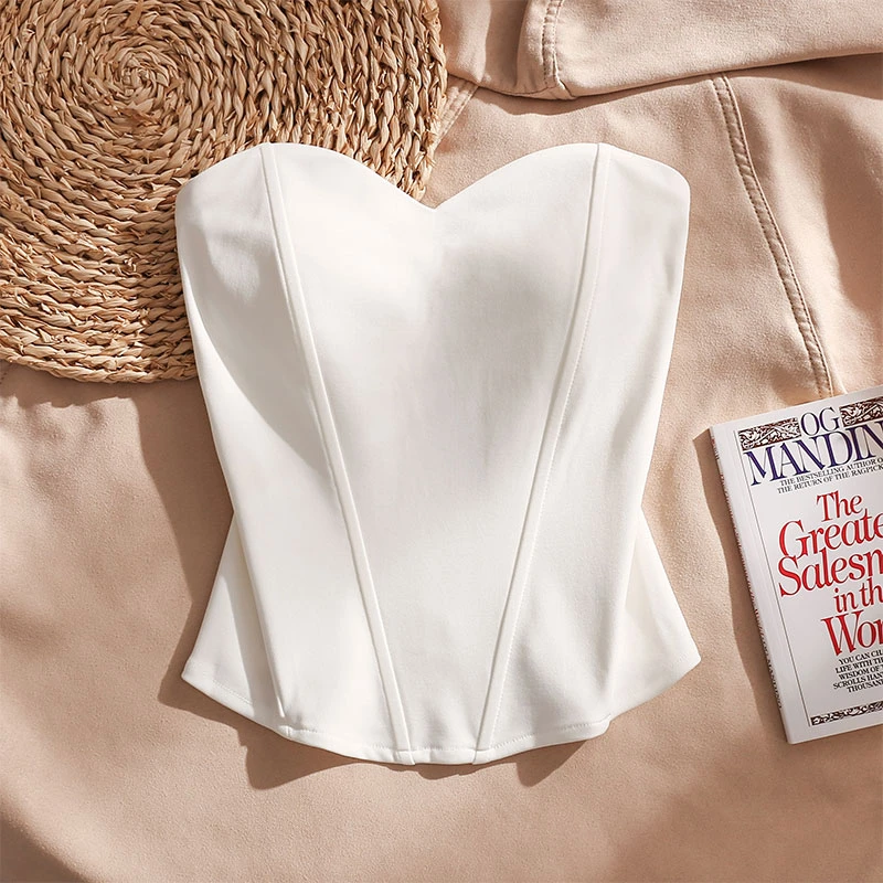 法式鱼骨胸衣塑身吊带背心女内搭小西装胸垫外穿裹胸束腰抹胸上衣