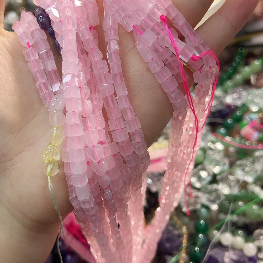 玛瑙/玉髓合金珠宝半成品卡4 粉水方糖。一条
