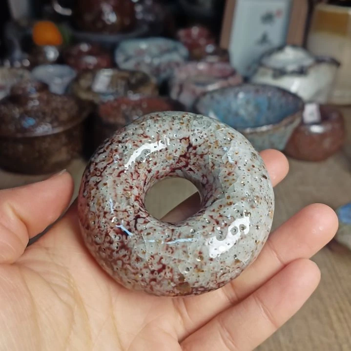 志野柴烧手捏盖置