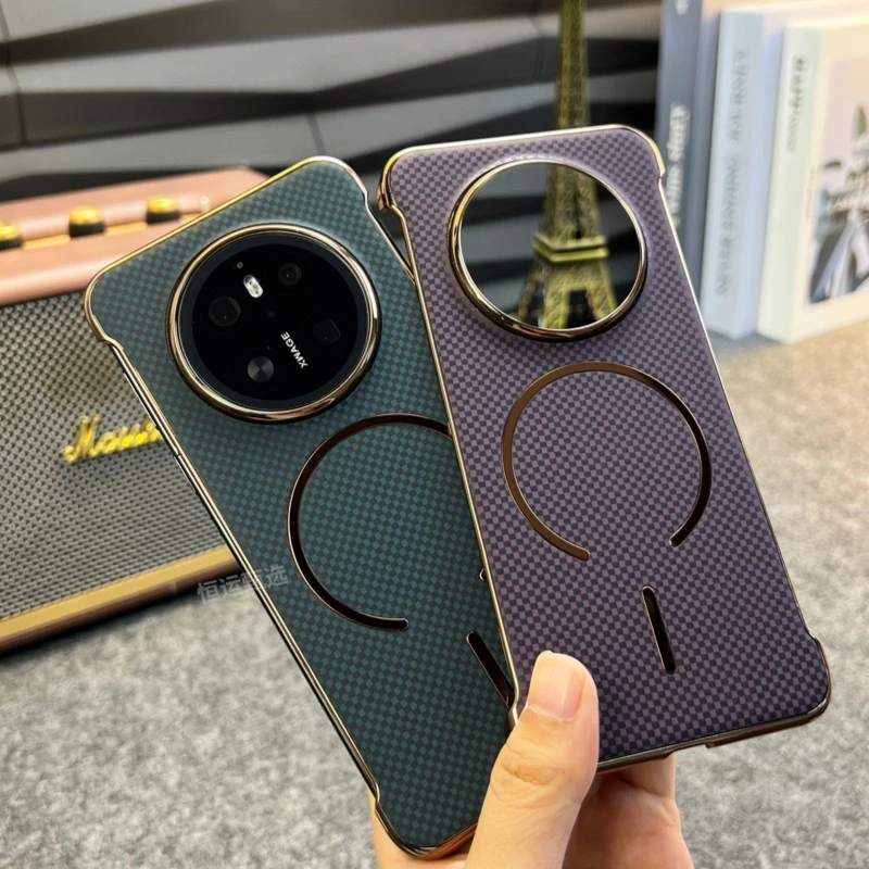 适用华为mate70手机壳无边框磁吸凯夫拉纹mate70pro超薄保护套