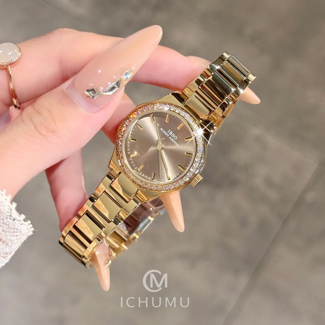 ICHUMU手表女镶钻轻奢钢带石英表女士女款上班族高级感防水高颜值